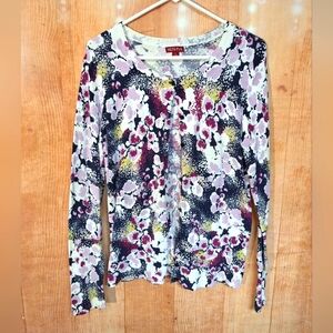 Max Studio Purple Pink Fitted Long Sleeve Cardigan